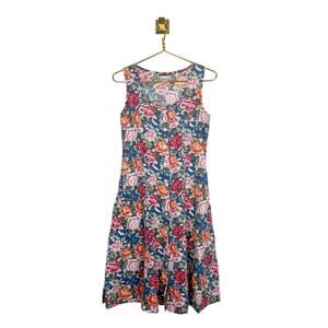 Vintage 90s Jennifer Moore Floral Sundress Button Front Cottagecore Pockets Sz S